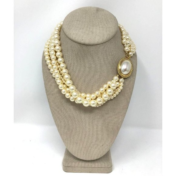 Carolee Multi-Layer Pearl Necklace Vintage -- 18" - Picture 1 of 5